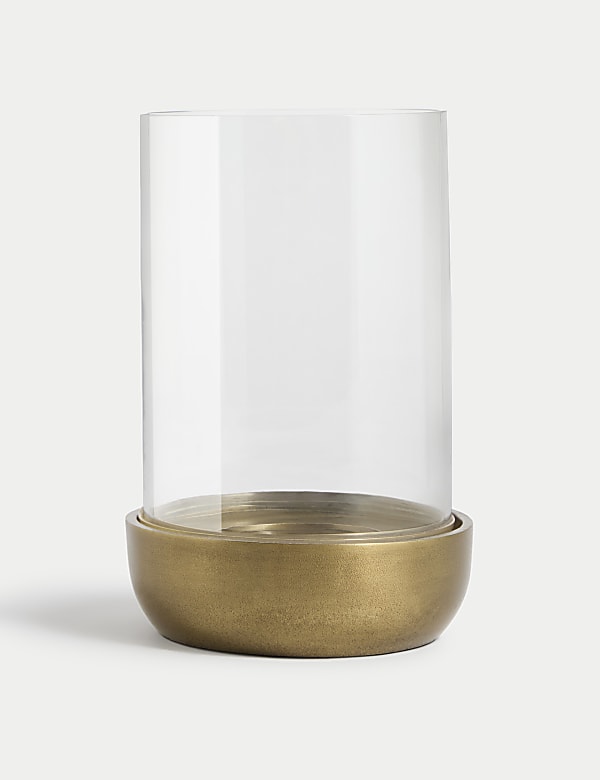 Metal & Glass Hurricane Candle Holder - BE