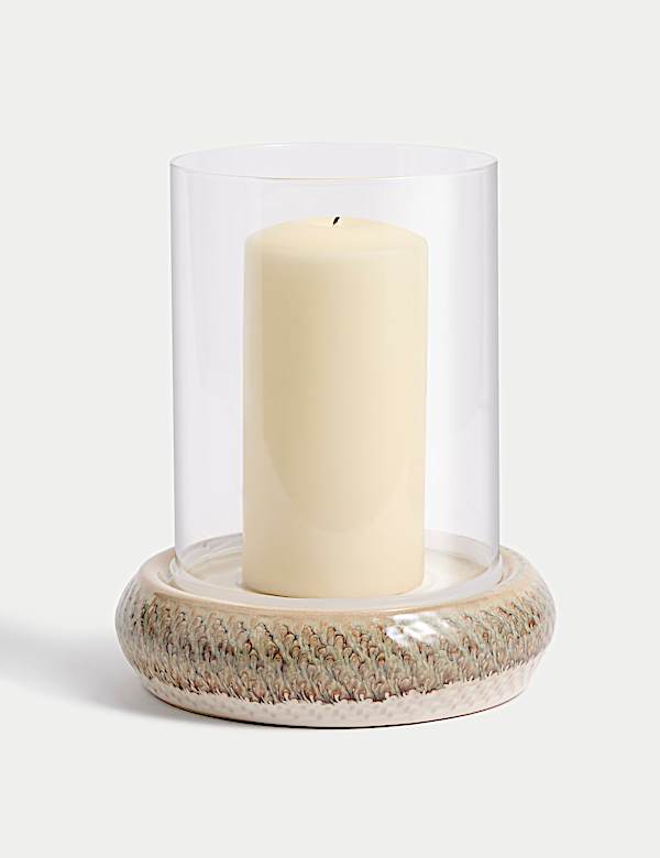 Glazed Drip Ceramic Hurricane Candle Holder - CY