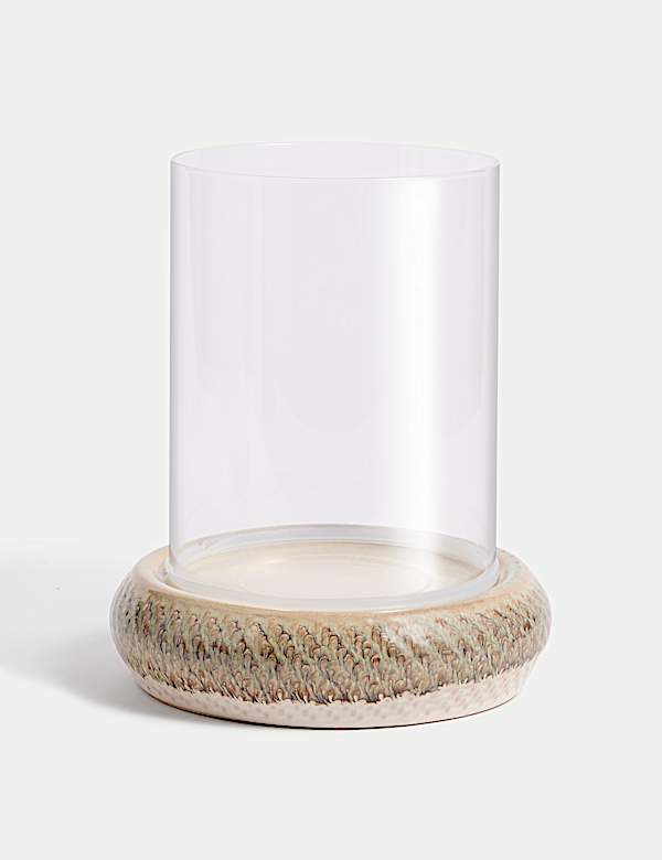 Glazed Drip Ceramic Hurricane Candle Holder - JO