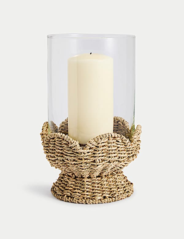 Seagrass Scallop Edge Hurricane Lantern - VN