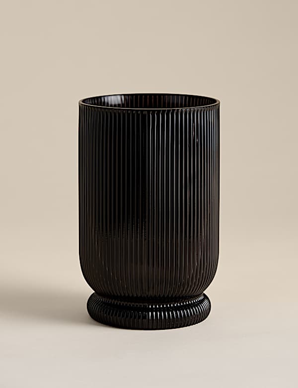 Świecznik wiatrochronny z prążkowanego szkła - PL