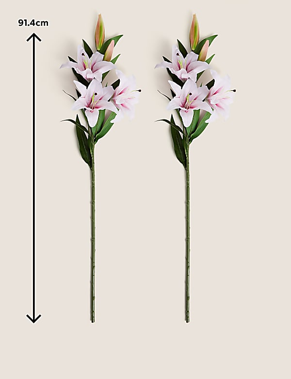 Set of 2 Artificial Large Stargazer Lilies