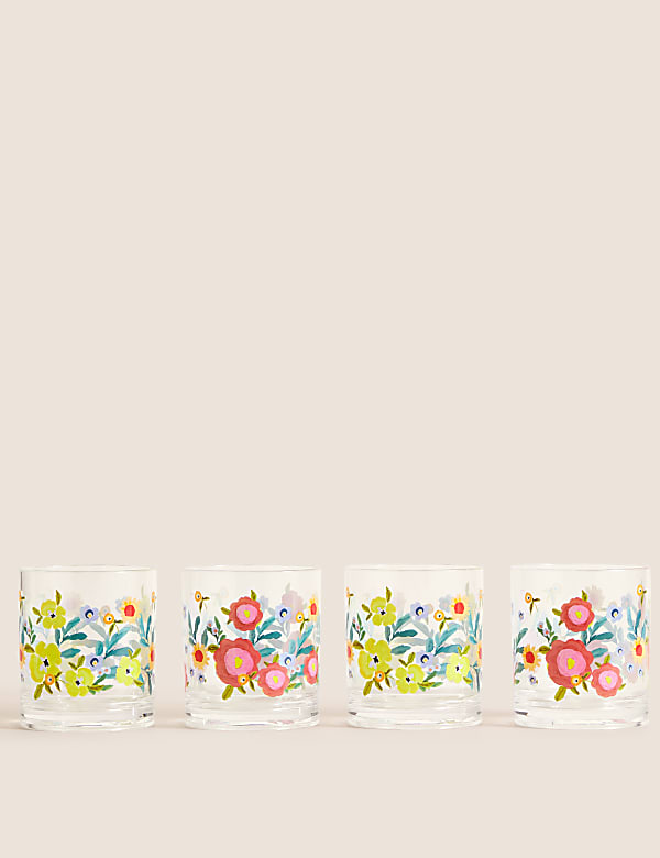 Set Of 4 Expressive Floral Picnic Tumblers - GR