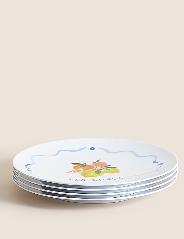 Set Of 4 Summer Fruits Picnic Dinner Plates