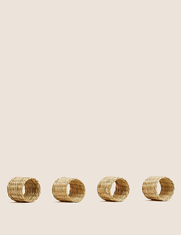 Set of 4 Seagrass Napkin Rings - GR