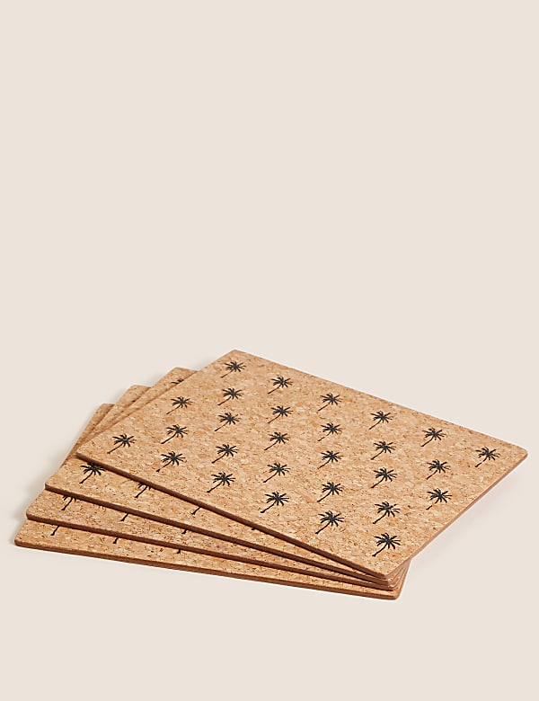 Set of 4 Palm Placemats & 4 Coasters