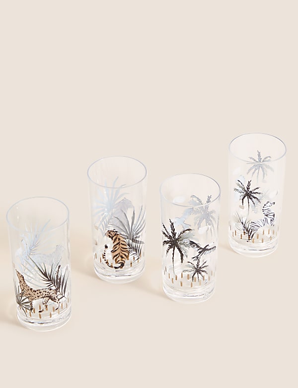 Set Of 4 Abstract Watercolour Picnic Highballs