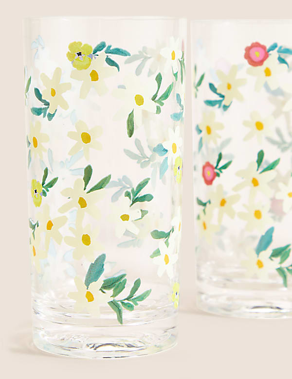 Set Of 4 Expressive Floral Picnic Highballs - BE