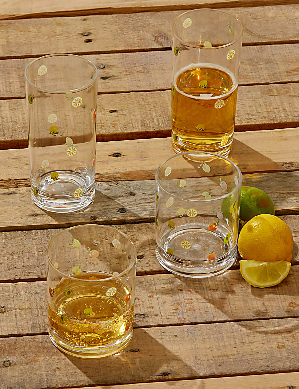 Set Of 4 Summer Fruits Picnic Highballs