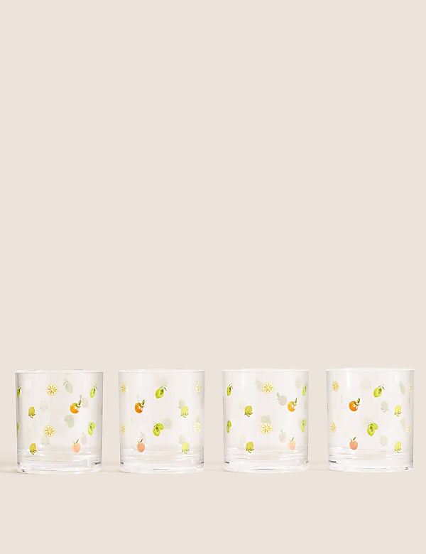 Juego de 4 vasos para pícnic con diseño de frutas de verano - ES