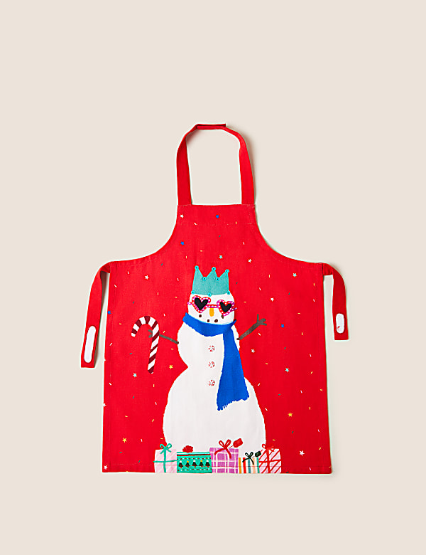 Kids' Pure Cotton Light Up Snowman Apron - GR