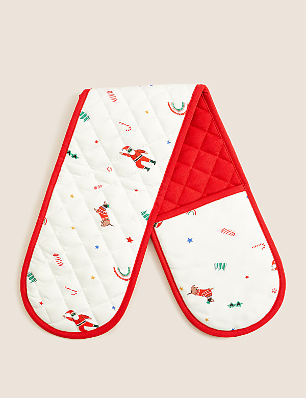 Pure Cotton Christmas Double Oven Glove - GR