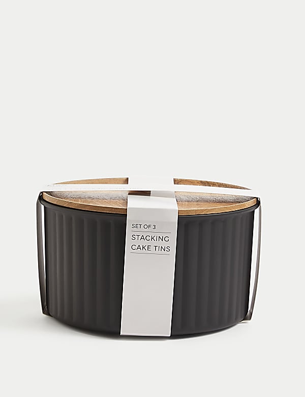 Set of 3 Ribbed Stacking Cake Tins - KG
