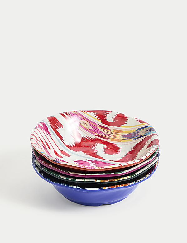 Set of 4 Ikat Brights Picnic Cereal Bowls - TW