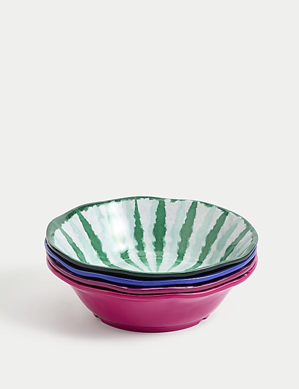 Set of 4 Ikat Brights Picnic Pasta Bowls - EE