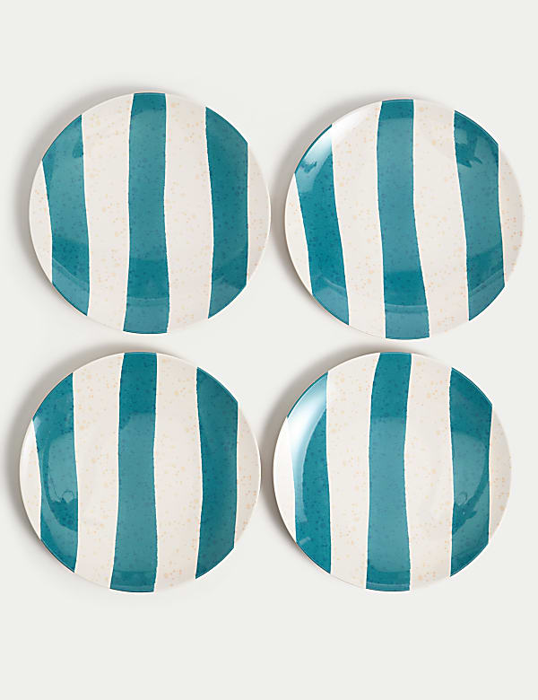 Set of 4 Summer Resort Picnic Dinner Plates - RS