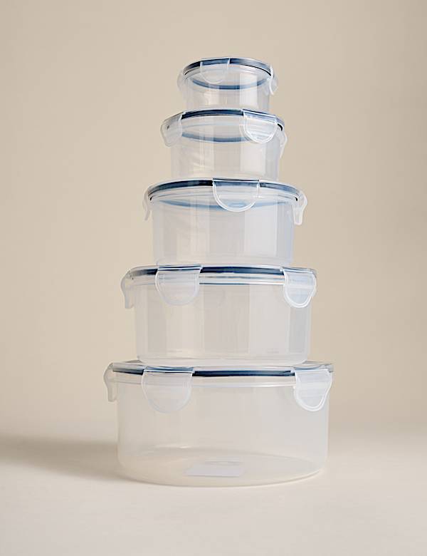 Set van 5 ronde nestbare voorraaddozen - BE