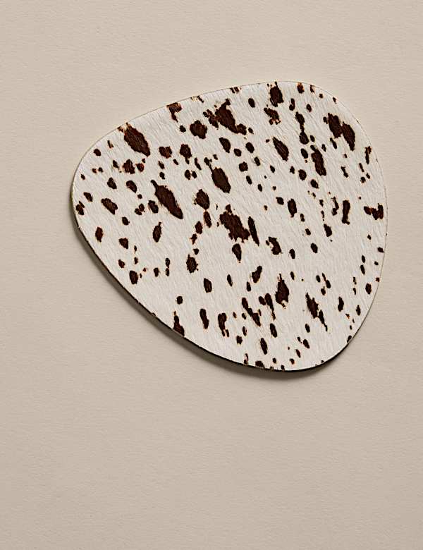 Set of 4 Leather Cowhide Coasters - KR
