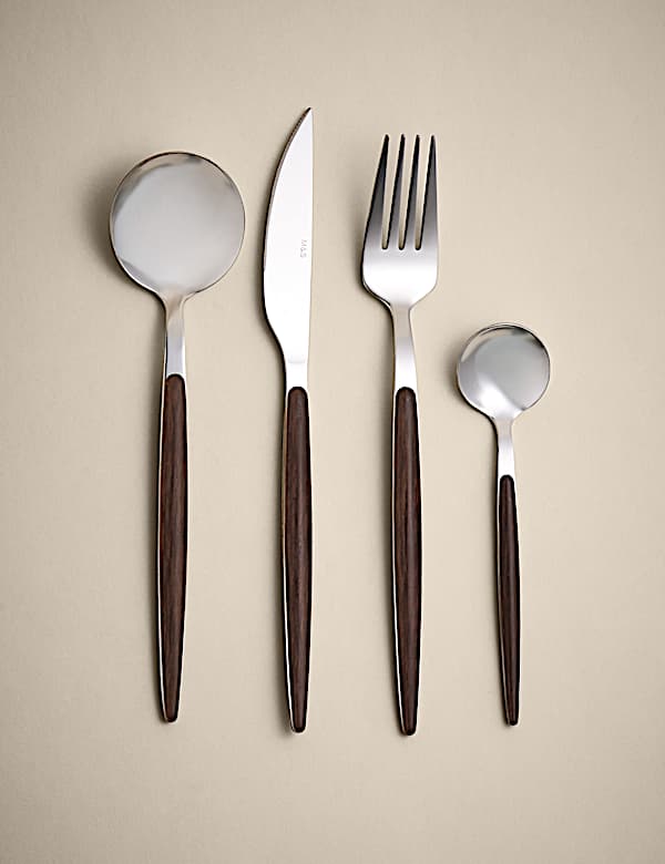 16pc Wood Effect Cutlery Set - AU