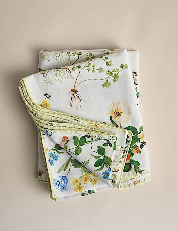 Cotton with Linen Floral Tablecloth - KG