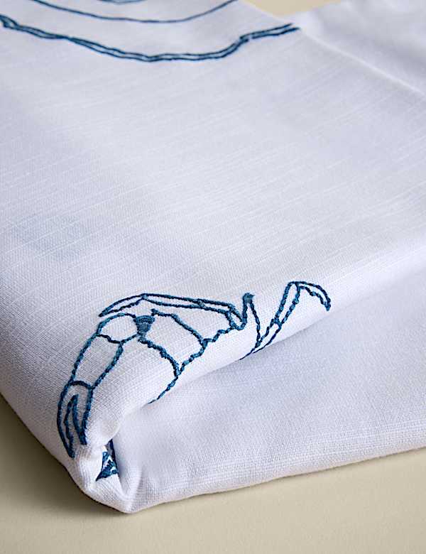 Pure Cotton Coastal Embroidered Tablecloth - BN