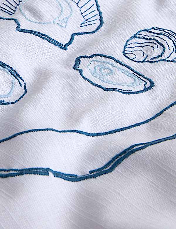 Pure Cotton Coastal Embroidered Tablecloth - BN
