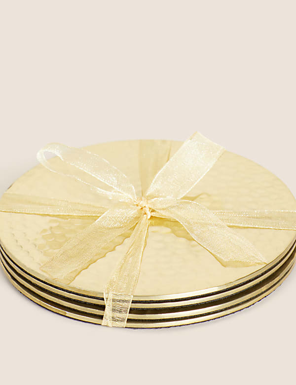 Set of 4 Hammered Metal Coasters - RS