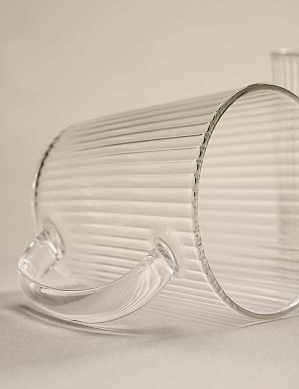 2 Pack Ribbed Glass Espresso Mugs - JE