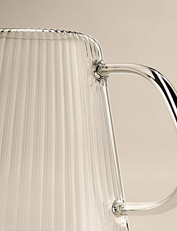 Set of 2 Ribbed Glass Flat White Mugs - AU