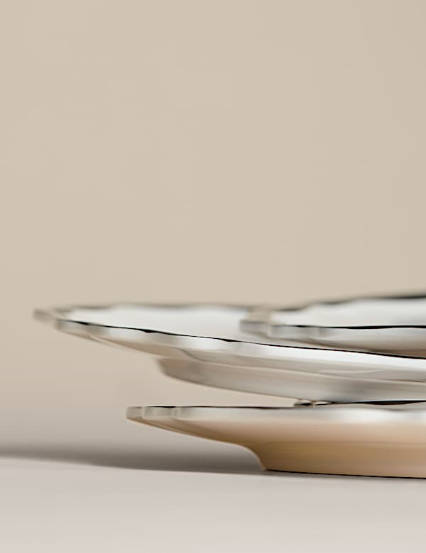 סט 4 צלחות מלמין קטנות עם שוליים מעוצבים ודוגמאות מפחידות - IL