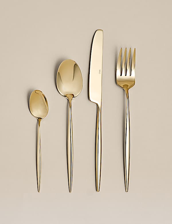 4 Piece Pointed End Gold Cutlery Set - CA
