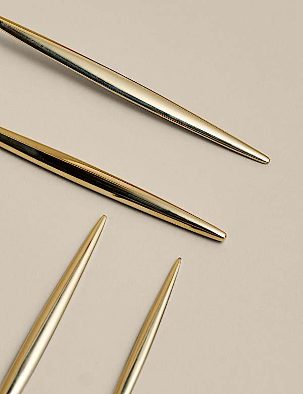 4 Piece Pointed End Gold Cutlery Set - CA