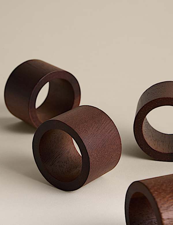 4 Pack Acacia Wood Napkin Rings - SE