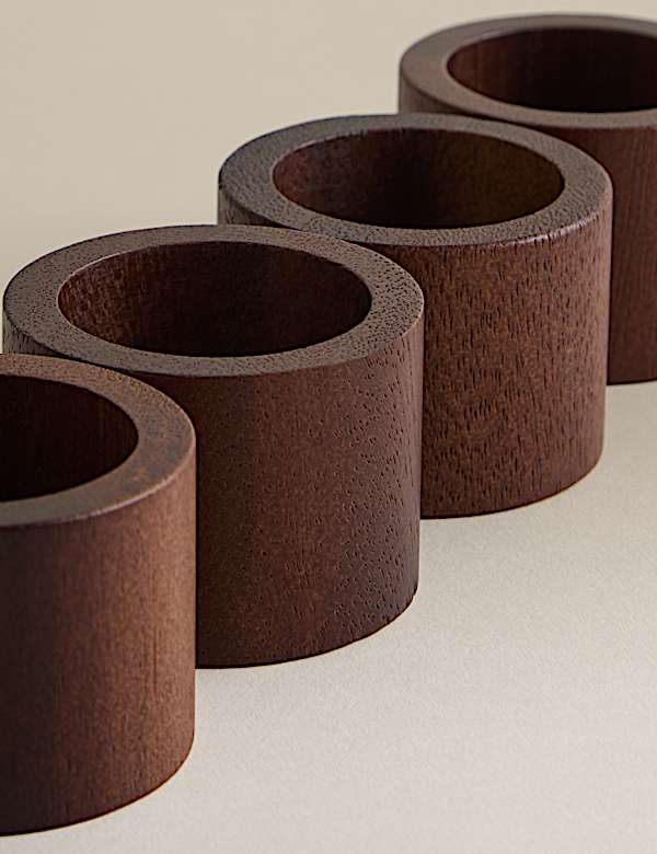 4 Pack Acacia Wood Napkin Rings - SE