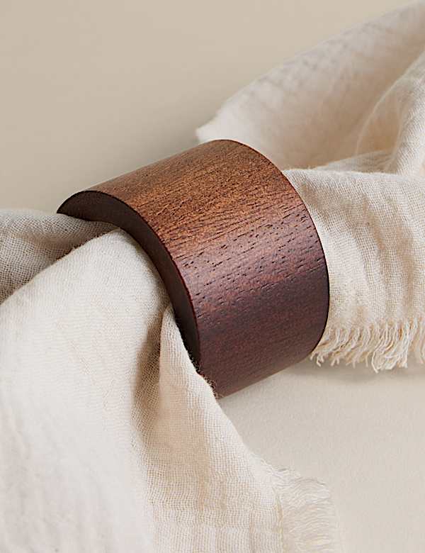 4 Pack Acacia Wood Napkin Rings - SE