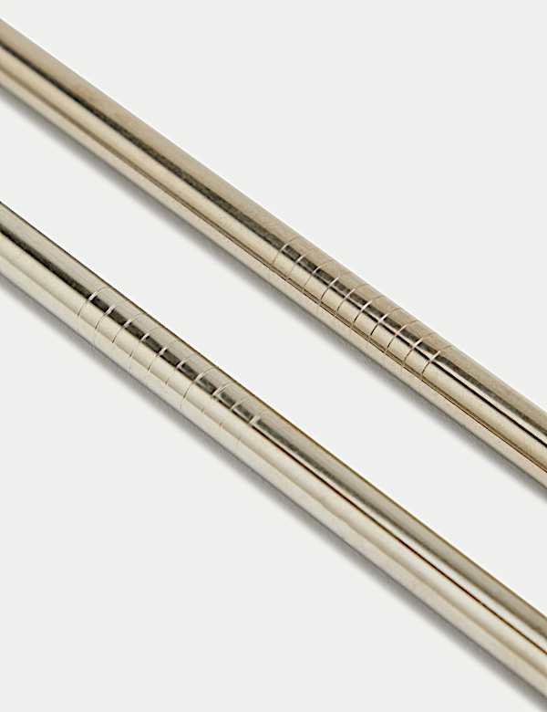 Set of 6 Reusable Stainless Steel Straws - CA