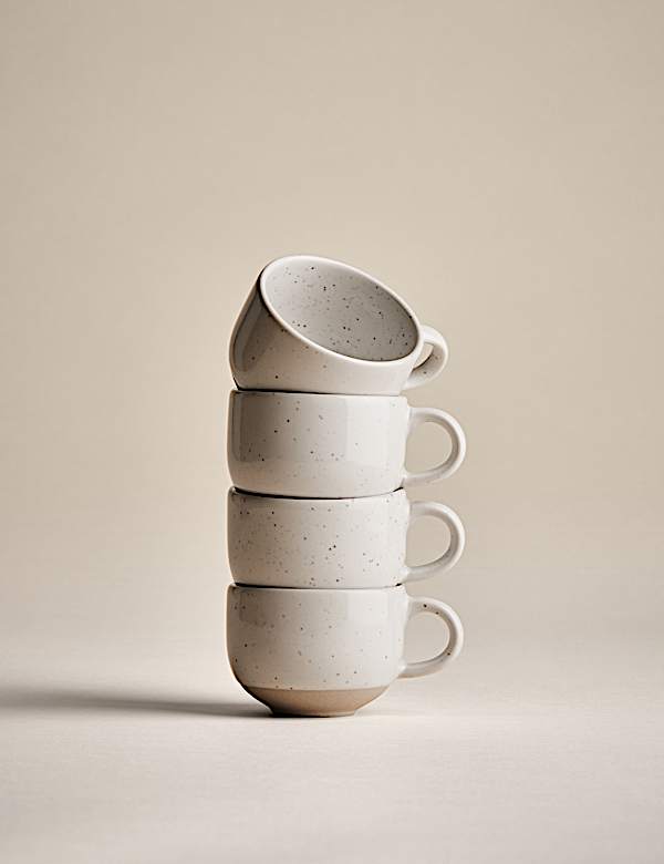 Set of 4 Speckle Ceramic Espresso Mugs - HU