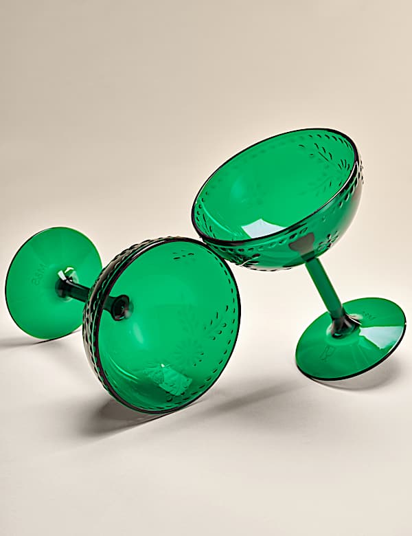 Set of 4 Boho Paradise Picnic Coupe Glasses - BN