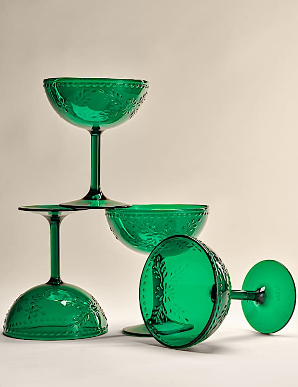 Set of 4 Boho Paradise Picnic Coupe Glasses - AL