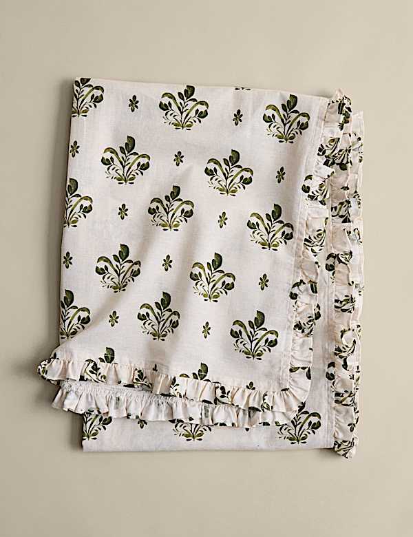 Cotton Rich Christmas Block Print Tablecloth - FR