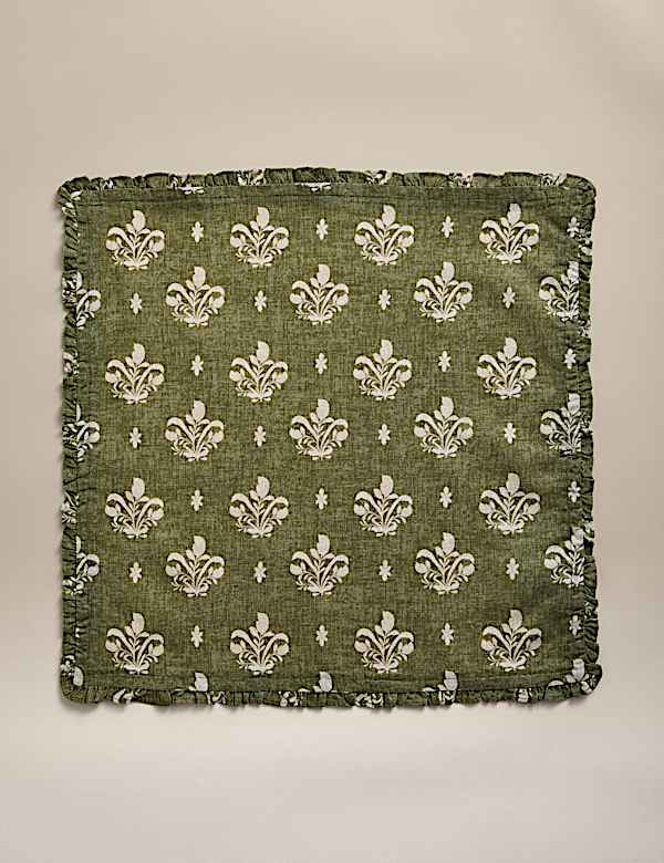 Set of 4 Cotton with Linen Block Print Napkins - HU