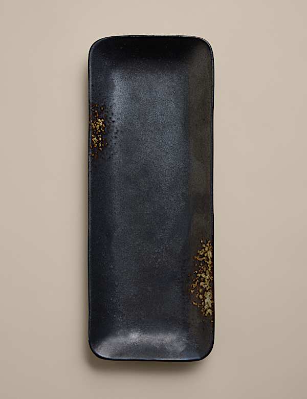 Oxidized Stoneware Rectangular Platter - IL