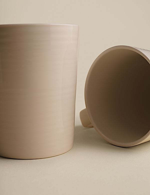 Set of 4 Ribbed Ceramic Cappucino Cups - HU