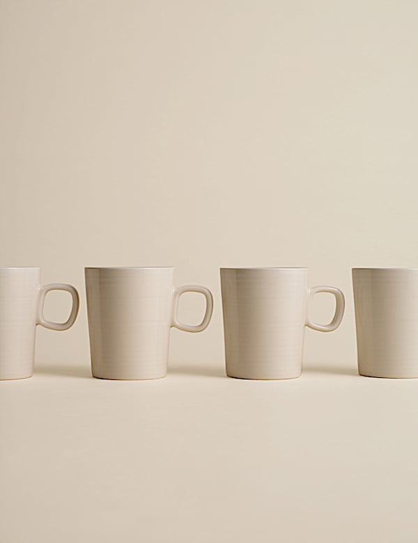 Set of 4 Ribbed Ceramic Cappucino Cups - VN