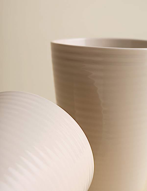 Set of 4 Ribbed Ceramic Latte Mugs - PT