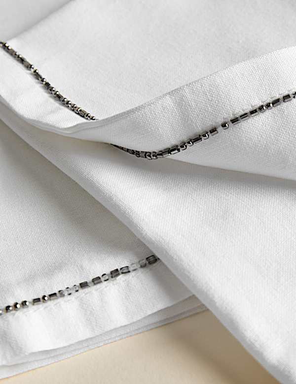 4pk Pure Cotton Beaded Edge Napkins - NZ