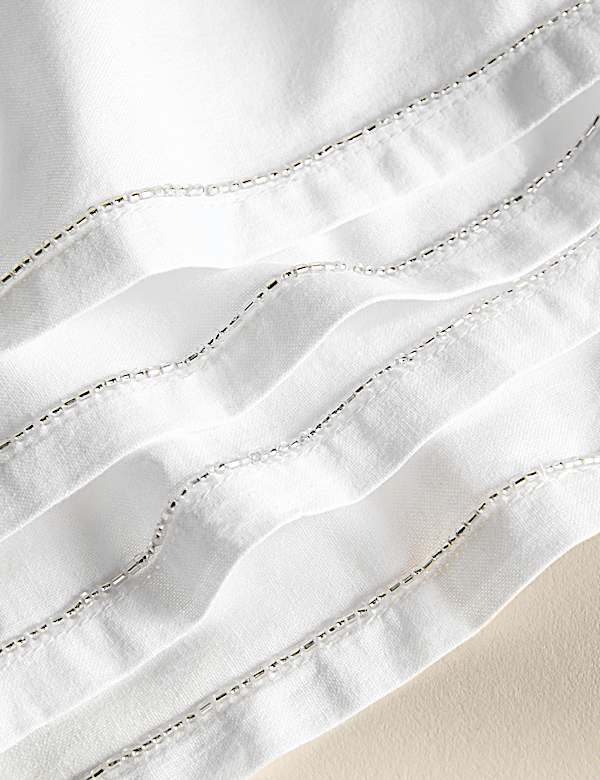 4 מפיות מכותנה טהורה עם חרוזים בקצוות - IL