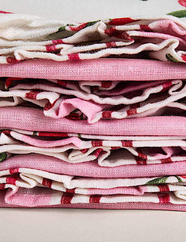 Set of 4 Cotton with Linen Striped Napkins - HU