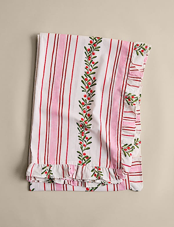 Cotton with Linen Festive Retro Striped Tablecloth - LT