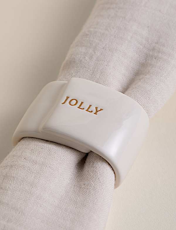 Set of 4 Ceramic Christmas Napkin Rings - LU